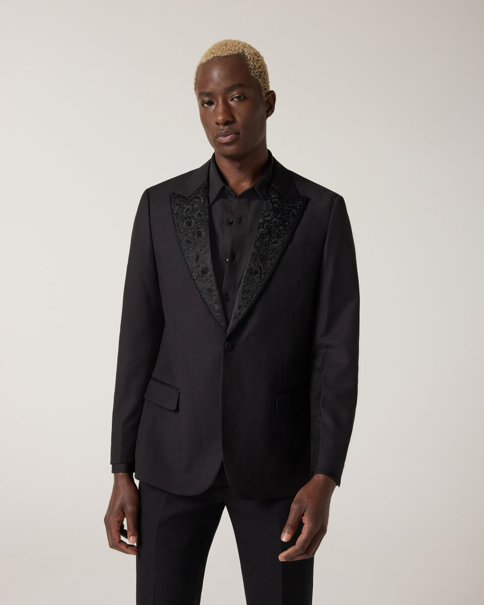 Limited Edition Tuxedo Jacket, Black Chintz, hi-res